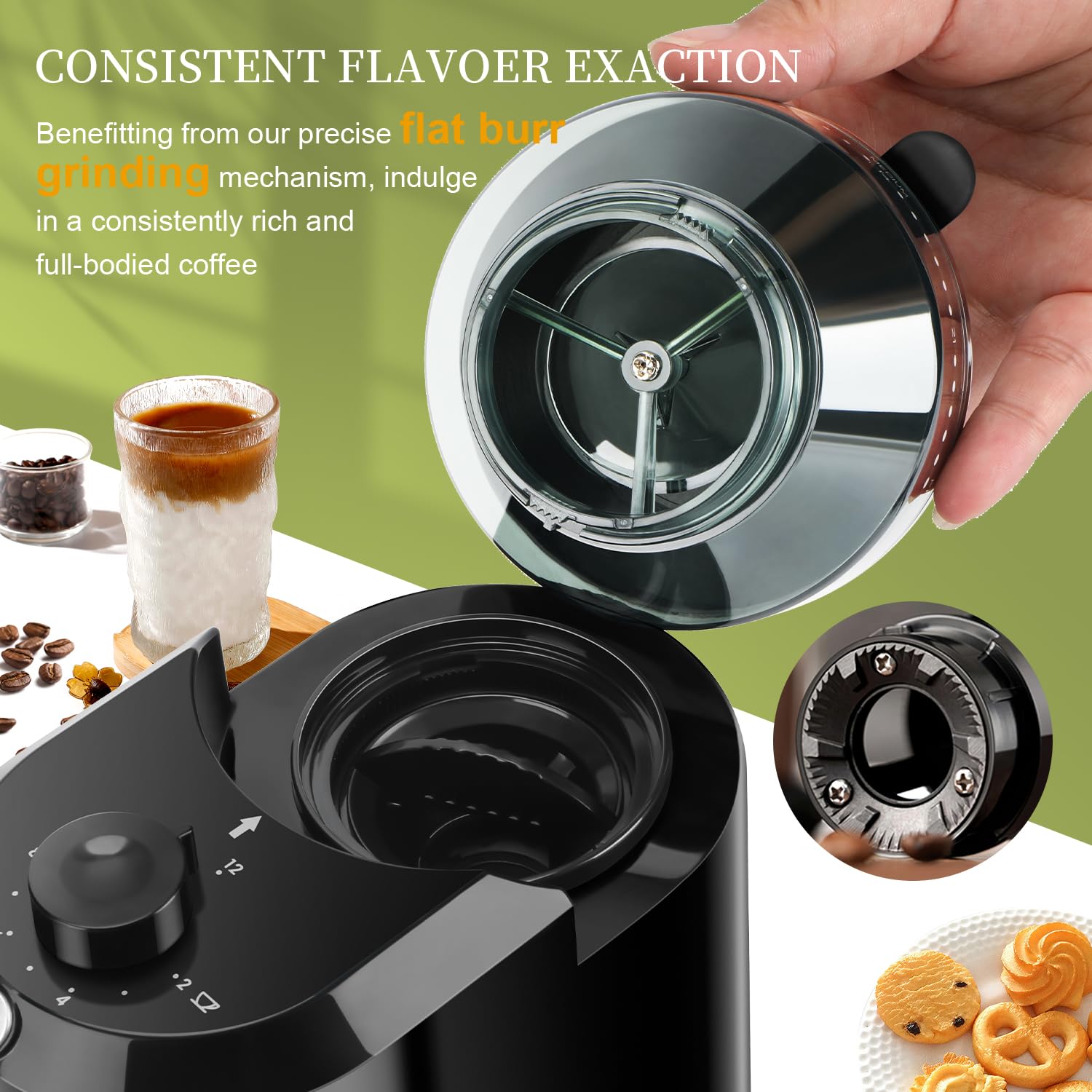 Wancle Moedor de café automáti - Coffee Grinder Burr Flat avaliação e preço